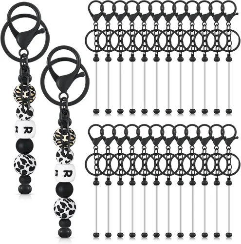 Miniatura 11 de Tondiamo 24 piezas de barras de llavero con cuentas a granel para kit de fabricación de llaveros, regalos para mujeres y hombres, manualidades DIY