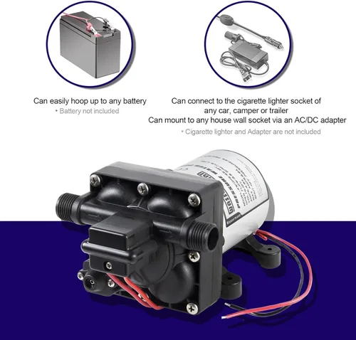 Miniatura 5 de Bomba de agua Wassermann para RV 12 voltios DC 3.0GPM 55PSI, reemplazo para 4008-101-A65, bomba de agua autocebante con diafragma y interruptor