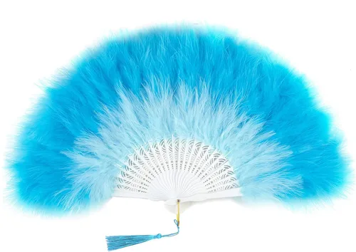 Miniatura 19 de BABEYOND Abanico de plumas de marabú estilo vintage de los años 20, abanico plegable de mano, para disfraz, baile, espectáculo, fiesta de té, Negro