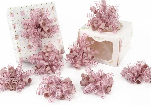 Miniatura 21 de HUIHUANG Lazos de color rosa intenso para envolver regalos, lazo de regalo rizado de 5 pulgadas x 8 unidades, lazos de cinta autoadhesivos para Rosa