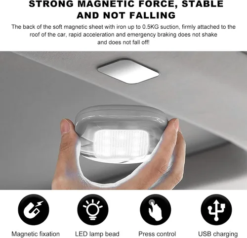 Miniatura 5 de Luz de techo magnética para coche, luz de techo interior para techo de coche, luz de cúpula interior de coche de 10 LEDs recargable por USB para RV