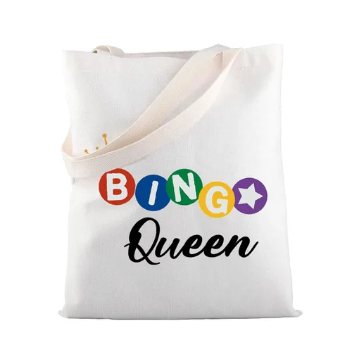 Miniatura 9 de MBMSO Bingo Queen Tote Bag Bingo Amante Regalos Divertidos Jugadores de Bingo Regalos Bingo Hombro Compras Bolsa de Bingo Juego de Jugador Regalo