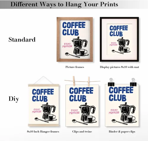 Miniatura 6 de JXREQ Trendy Vinatge - Juego de 4 impresiones artísticas de pared para cocina, cafetería, cocina, cafetería, carrito, 8 x 10 pulgadas, sin marco