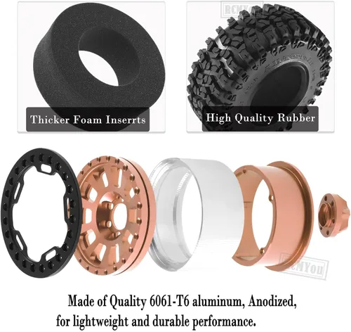 Miniatura 4 de Rc Llantas y neumáticos de 2.2 pulgadas para 1/10 SCX10 SCX10 II 90046 SCX10 III AXI03007 TRX4 TRX6 D90 VS4-10 Gen8 MST CFX, RC Crawler Car 4 piezas