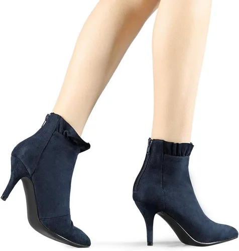 Miniatura 2 de Allegra K Botines con volantes y tacón de aguja puntiagudo para mujer