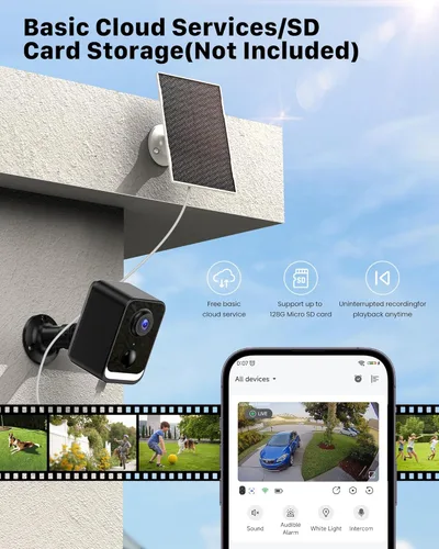 Miniatura 8 de Cámaras de seguridad PEEIPM inalámbricas para exteriores: cámaras con energía solar para sistema de seguridad del hogar WiFi, batería, kit de 2-negro