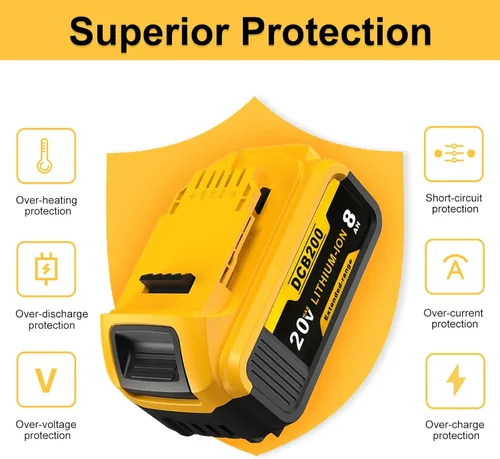 Miniatura 4 de Akkopower Repuesto para batería Dewalt 20V Max: baterías de litio de 8.0Ah compatibles con baterías Dewalt DCB208 DCB200 DCB206 DCB205 DCB204