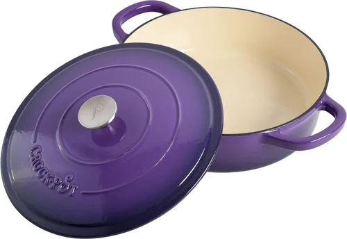 Miniatura 3 de Crock-Pot Artisan - Estofador de hierro fundido esmaltado con tapa, 5 cuartos de galón, morado lavanda Púrpura lavanda