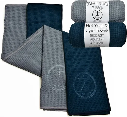 Miniatura 10 de Tatago Toalla de mano y sudor para yoga caliente, suave y absorbente, de secado rápido, de microfibra antideslizante para tapete de yoga XL