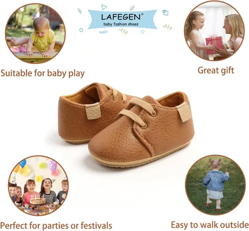 Miniatura 5 de LAFEGEN Mocasines clásicos de piel sintética para bebés, niños y niñas, suela suave, zapatos de vestir Oxford, zapatos de vestir planos