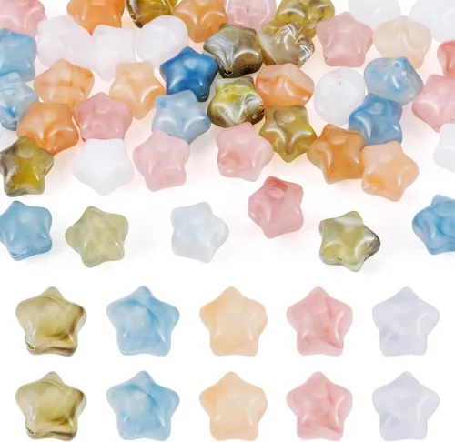 Craftdady 40 cuentas espaciadoras en forma de estrella para pulsera de resina opaca cuentas pequeñas sueltas de 4 colores para manualidades,