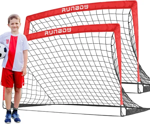 Miniatura 19 de Portería de fútbol para patio trasero, red de fútbol plegable portátil de 5 x 3 pies con bolsa de transporte para niños y adultos