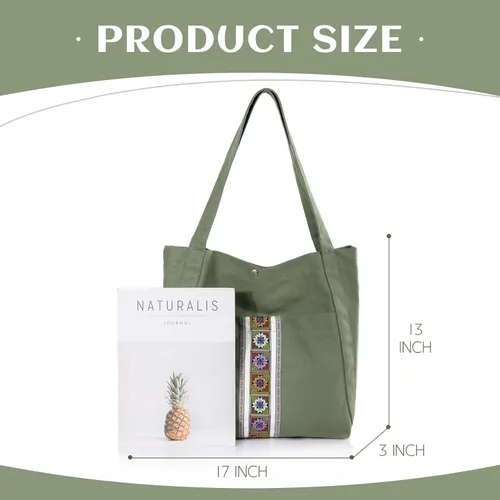 Miniatura 3 de MAZEXY Bolso de mano para mujer, grande, de lona bordada, bolso de mano de gran