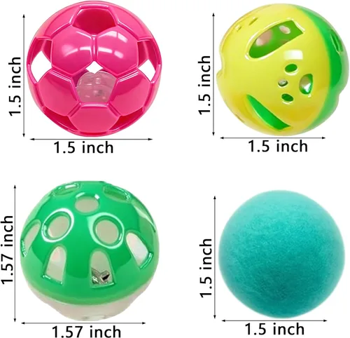 Miniatura 2 de Juego de 6 bolas para gatos, juguetes interactivos para gatos para gatitos aburridos, bolas de cascabel y bolas de felpa suave, lindas bolas