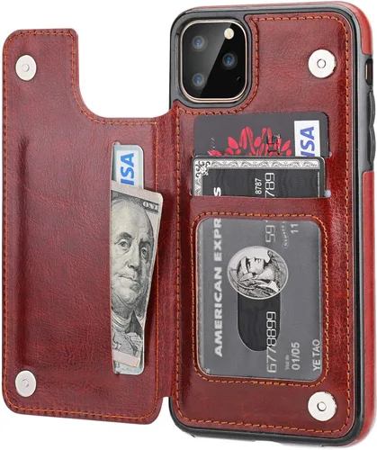 Miniatura 15 de OT ONETOP - Funda tipo cartera para iPhone 11 Pro Max con tarjetero y ranuras para tarjetas, doble cierre magnético y funda duradera a prueba de Oro