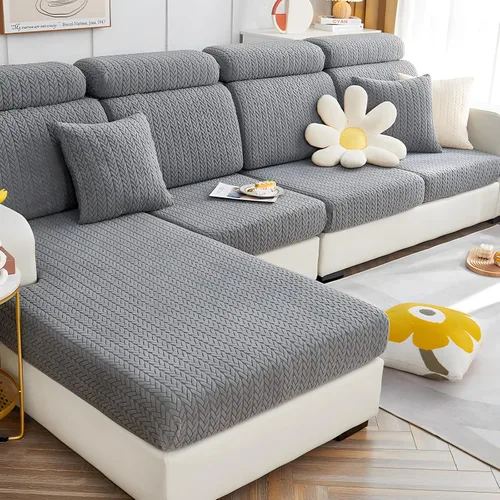 Miniatura 12 de Fundas elásticas para sofá modular en forma de L, con textura de oreja de trigo, fundas para sofá reclinable, protector de muebles antideslizante