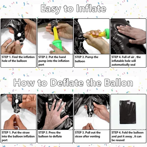 Miniatura 3 de Globos de 40 pulgadas negros con 10 números, globos gigantes de helio de Mylar de lámina negros con números para cumpleaños, globos digitales