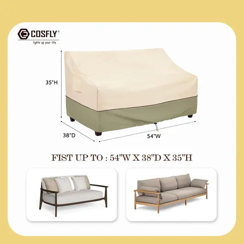 Miniatura 2 de COSFLY Fundas Impermeables para Sofás de Patio de Muebles de Exterior, Fundas para Sofás de Dos Plazas Exteriores que se Adaptan hasta 54A x 38P x