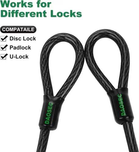 Miniatura 5 de Cable de seguridad resistente a los cortes de 15 pies x 1/2 pulgadas Acero trenzado flexible recubierto de vinilo con extremos en bucle Cable