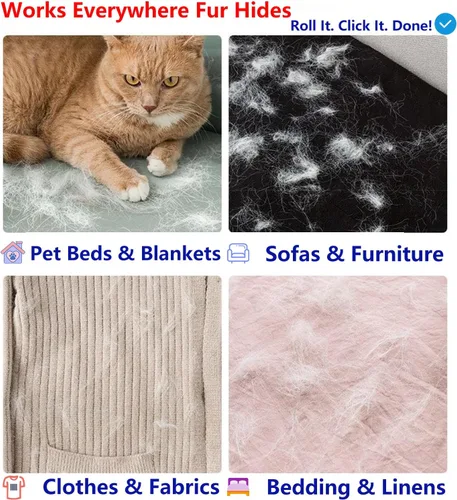 Miniatura 4 de Pawsome Pets Juego de regalo removedor de pelo para mascotas, rodillo reutilizable para quitar pelusas para gatos, perros, muebles, alfombras, ropa