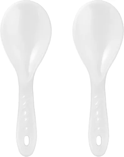 2 cucharas de plástico para remo de arroz, espátula de arroz antiadherente, cuchara de servir de 7.87 pulgadas (blanco B)