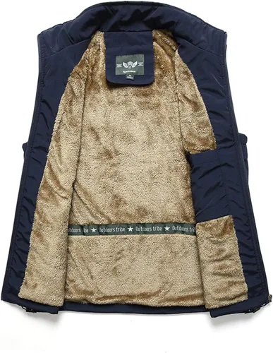 Miniatura 2 de Gihuo Chaleco de forro polar con forro de sherpa para hombre, chaleco de pesca de invierno para viajes