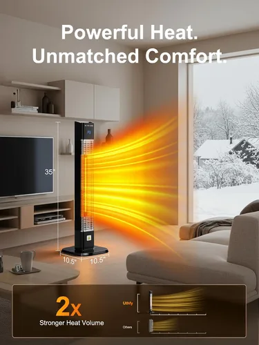 Miniatura 2 de Uthfy Calentador eléctrico para patio al aire libre, calentador infrarrojo de 1500 W con temporizador de 24 horas, control remoto, impermeable
