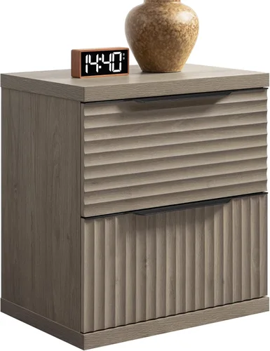 Miniatura 7 de SICOTAS Mesita de noche grande – Mesita de noche de 22 pulgadas de ancho con 2 cajones de almacenamiento, modernas mesitas de noche acanaladas