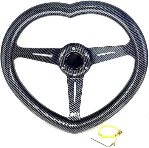 Volante en forma de corazón negro del ABS universal del volante del estilo de la fibra de carbono
