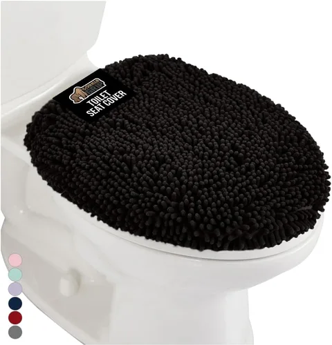 Miniatura 29 de GORILLA GRIP Funda gruesa de espuma viscoelástica para tapa y asiento de inodoro de baño, parte superior de terciopelo suave, lavable a máquina, Azul