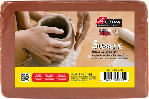 Activa Supreme - Arcilla de secado al aire para artistas, terracota, 1.5 kg (3.3 lbs) | Ultrafina y plasticidad excepcional para estudio, aula y uso