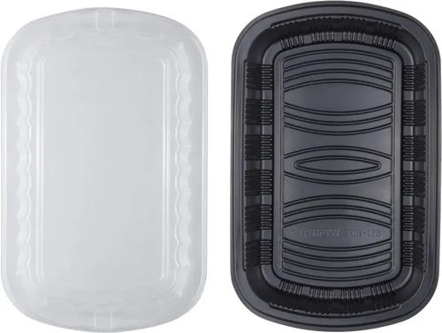 Miniatura 4 de Karat Envase de costilla de plástico PP negro con tapa transparente OPS - 100