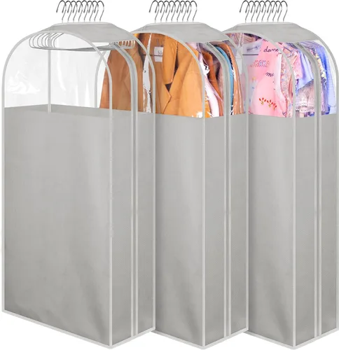 Miniatura 10 de MISSLO Bolsas de ropa transparentes de 32 pulgadas para colgar ropa, bolsas de traje reforzadas de 10 pulgadas para almacenamiento de armario, funda