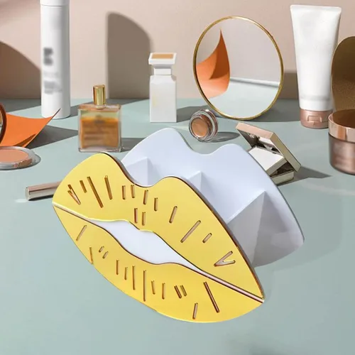 Miniatura 3 de Acrylic Makeup Brush Holder Organizer Decorative Makeup Organizer for Dressing Table Bathroom Countertop Vanity, Gold