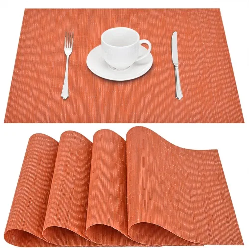 Miniatura 6 de GIVERARE Juego de 6 manteles individuales de vinilo tejido resistente al calor, antideslizante, lavable, fácil de limpiar, tapetes de plástico