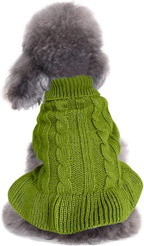 Miniatura 20 de Suéteres tejidos para perros pequeños, sudadera cálida para mascotas y gatos, ropa de invierno, suéter para gatitos y cachorros (Grande, azul claro)