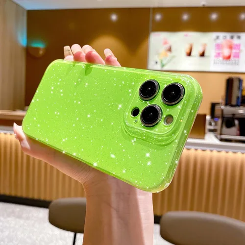 Miniatura 5 de OWLSTAR Bonita funda con purpurina para iPhone 12 Pro de 6.1 pulgadas, funda protectora delgada y brillante para mujeres y niñas (verde brillante)
