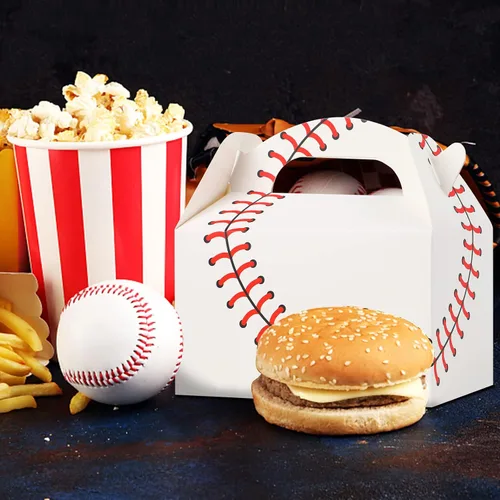 Miniatura 5 de CCINEE Cajas de regalo de béisbol, 16 unidades, temática deportiva, caja de regalo de fiesta de 6.2 pulgadas, bolsas de cartón para niños, adultos