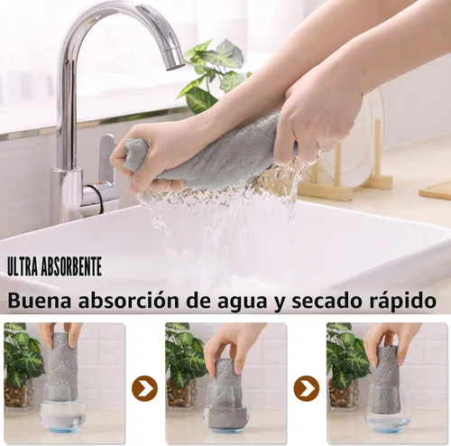 Miniatura 3 de Homaxy Paquete de 12 paños de cocina (10 x 10 pulgadas, gris), paños de cocina de terciopelo coral súper suaves y absorbentes, paños de limpieza