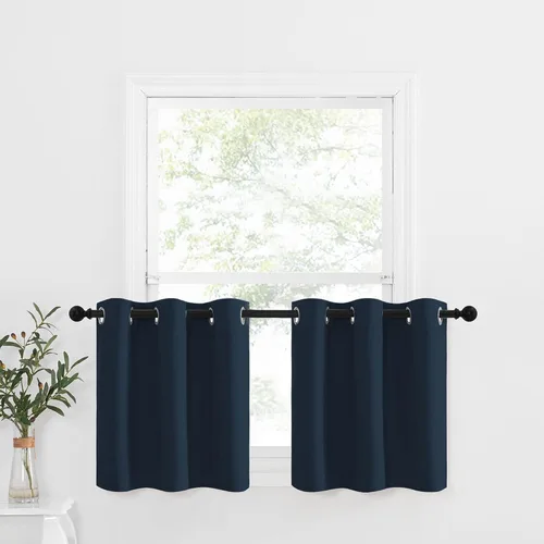 Miniatura 244 de NICETOWN Cortinas opacas de cocina para ventana sobre el fregadero, aislamiento térmico, decoración del hogar, pequeños niveles opacos con ojales