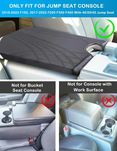 Miniatura 2 de Funda de consola central para Ford F150 2015-2024, F250 F350 F450 2017-2024 con asiento de salto 40/20/40, funda de consola, funda de asiento
