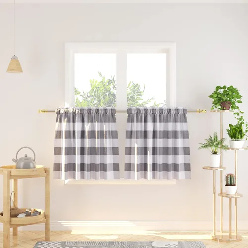 Miniatura 152 de Cenefas de cortina para ventana de 16 pulgadas de largo, 2 paneles de cuadros búfalo, cortinas pequeñas con bolsillo para barra, estilo clásico