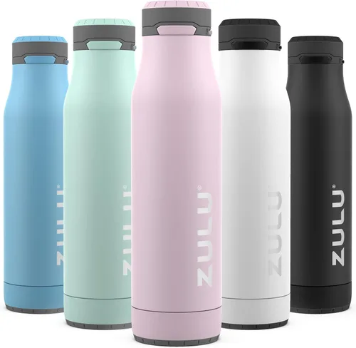 Miniatura 16 de Botella de agua con aislamiento al vacío de acero inoxidable ZULU Ace con pico para tragar, tapa con cierre a prueba de fugas y base extraíble