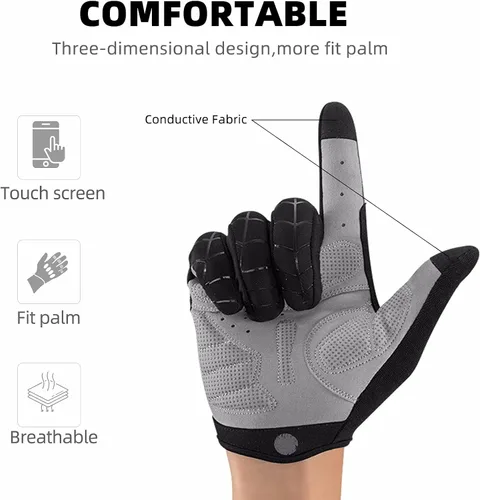 Miniatura 4 de ROCKBROS Guantes de ciclismo para hombre, guantes de bicicleta de montaña, guantes de bicicleta SBR Pad antideslizante guantes de conducción