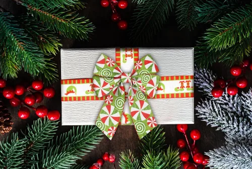 Miniatura 5 de Threetols 2 rollos de cintas de Navidad con borde con alambre de 10 yardas, cintas de arpillera de rayas rojas y verdes de 2.5 pulgadas, cinta