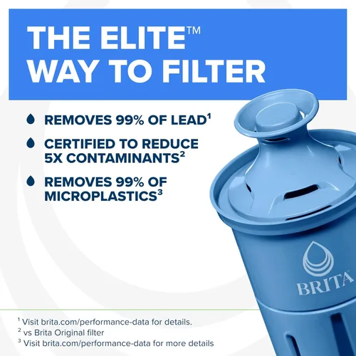 Miniatura 2 de Reemplazos de filtro Brita para jarras de agua y dispensadores, Elite, certificado NSF para eliminar el 99% del plomo, 2 unidades, azul