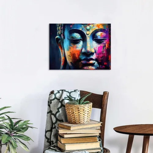 Miniatura 3 de Arte de pared abstracto de Buda para sala de estar, textura de mármol colorida, lienzo de Buda, decoración Zen de pared en rosa y azul, obras