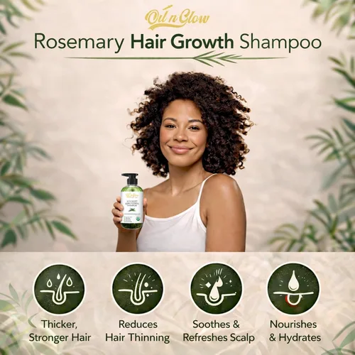 Miniatura 3 de Champú orgánico de romero USDA para el crecimiento del cabello para engrosar y fortalecer para hombres y mujeres con biotina, bloqueador DHT