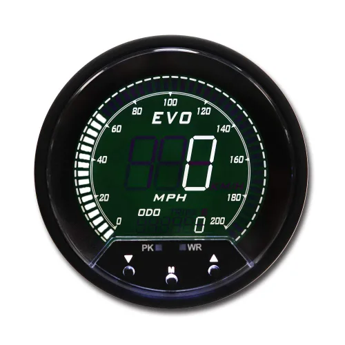 Miniatura 3 de MOTOR METER RACING Serie EVO 85mm 3-3/8" Velocímetro GPS Digital de 200 MPH LED Azul Rojo Blanco Verde Retroiluminación Función de Advertencia