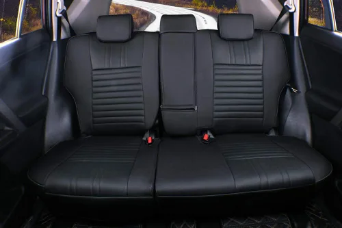Miniatura 4 de EKR - Juego completo de fundas de asiento de cuero para automóvil de ajuste personalizado (color negro)